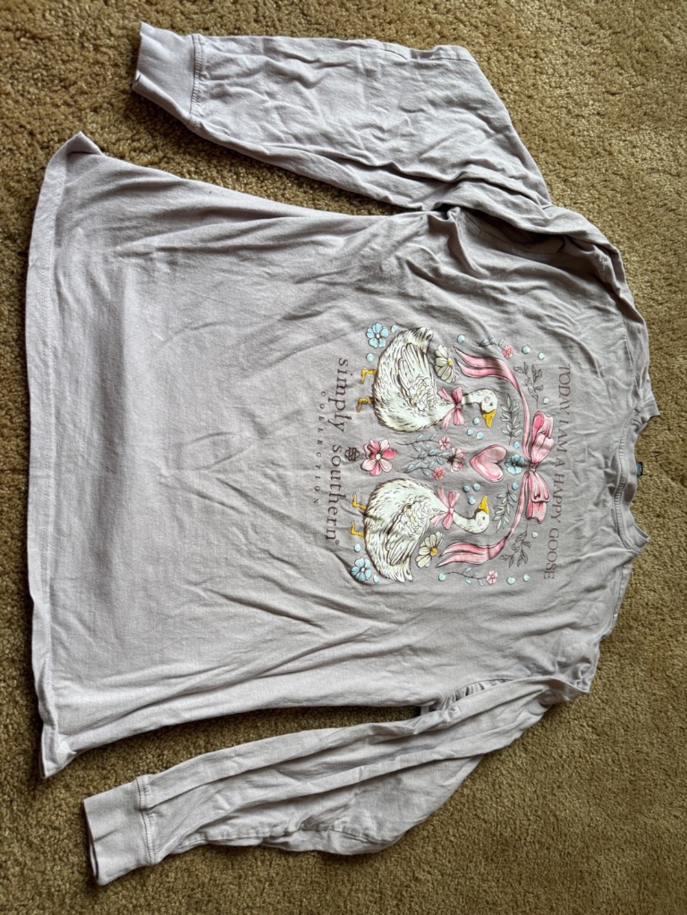 Simply Southern Long Sleeve Tee in Light Gray with Pink Accents
